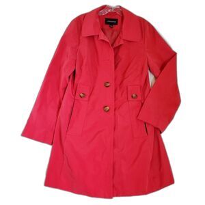 London Fog Women’s Trench Raincoat Size M Magenta Pink Belted Lined Spring Fall